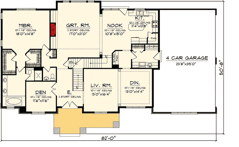 Plan 89877AH: Prairie-Style Master Down Home Plan - 3323 Sq Ft - Architectural Designs - Floor Plan - Main Level - Northwest, Prairie, Traditional