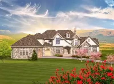 French Country With Sweeping Roofline