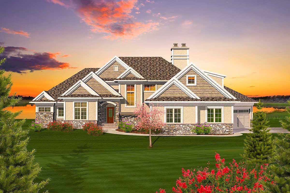 Plan 89880AH: Shingle Style With Angled Garage and Master - Image #24 - Craftsman, Shingle