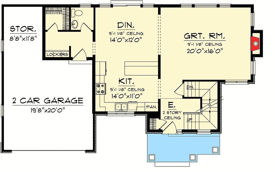 Plan 89883AH: Stylish 2-Story Home Plan - Floor Plan - Main Level - Craftsman, Northwest, Traditional
