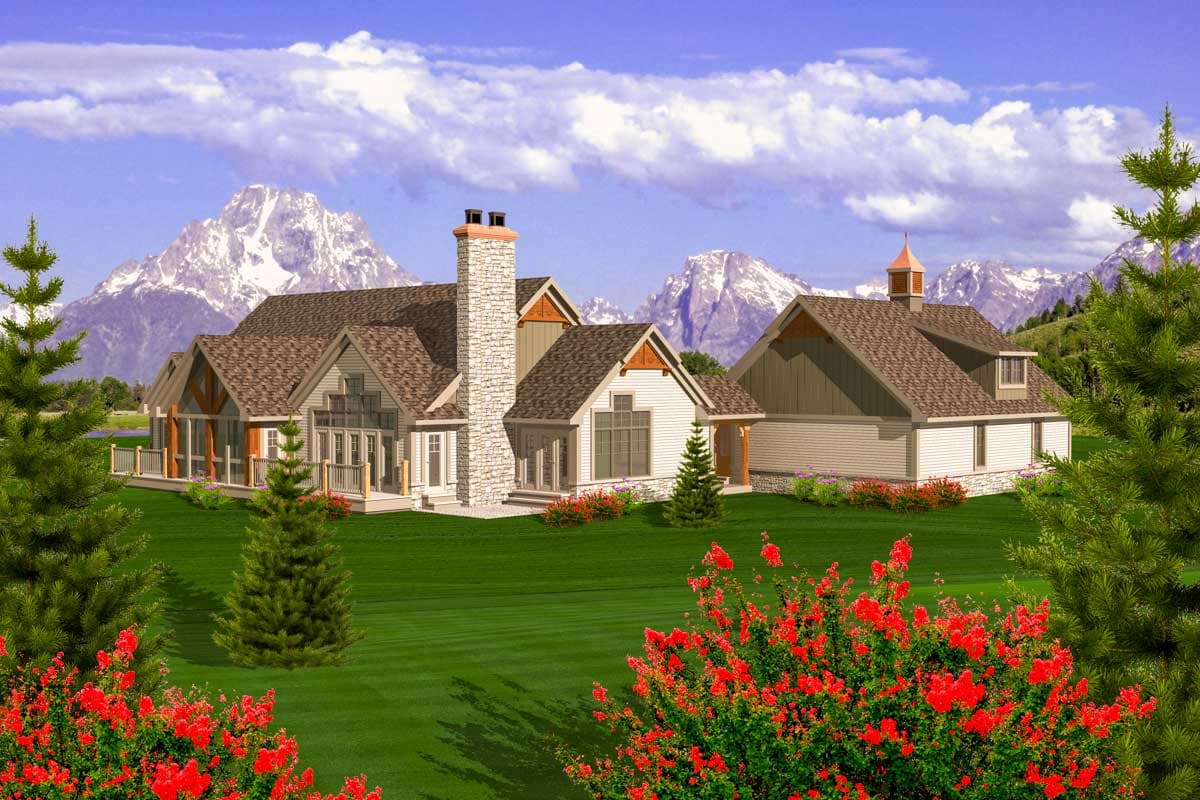 Plan 89887AH: Rustic Ranch with Bonus Above Garage