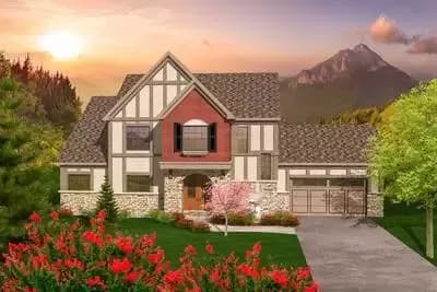 2 Story Tudor Style House Plan