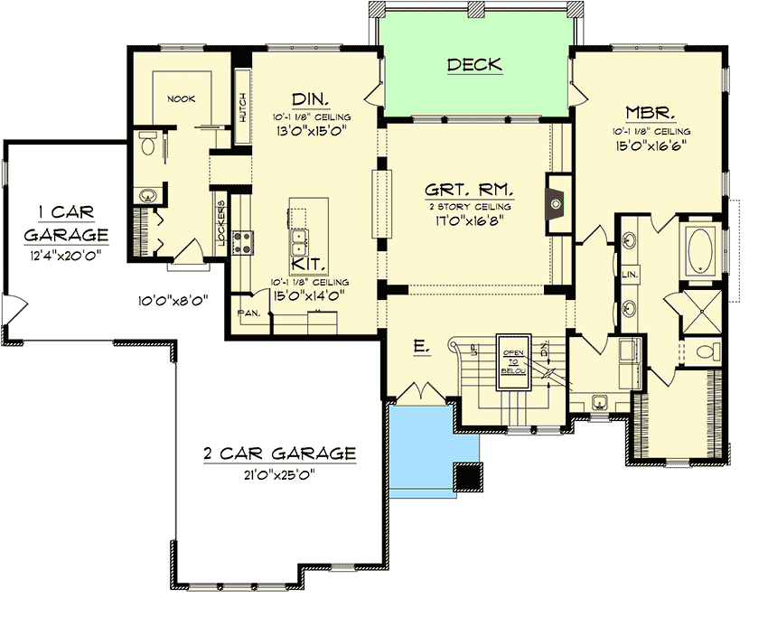 Plan 89891AH: 2 Story Tudor With Northwest Touch - Floor Plan - Main Level - Northwest, Tudor