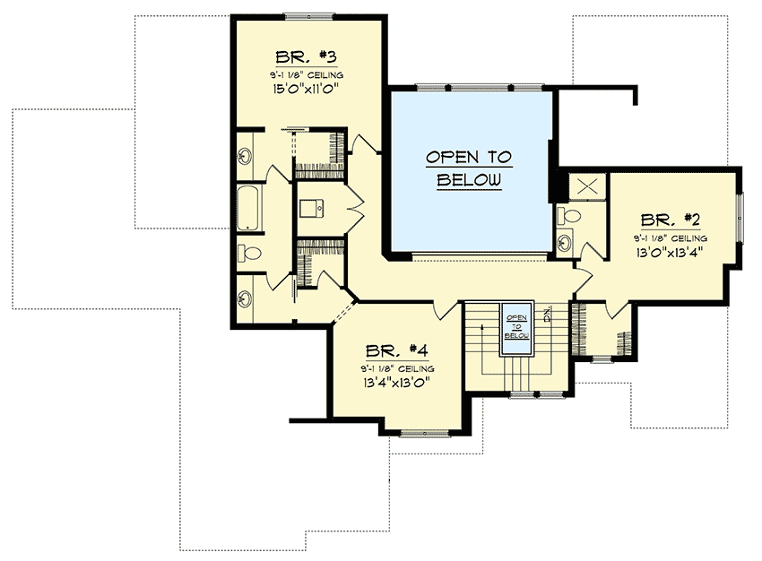 Plan 89891AH: 2 Story Tudor With Northwest Touch - Floor Plan - 2nd Floor - Northwest, Tudor