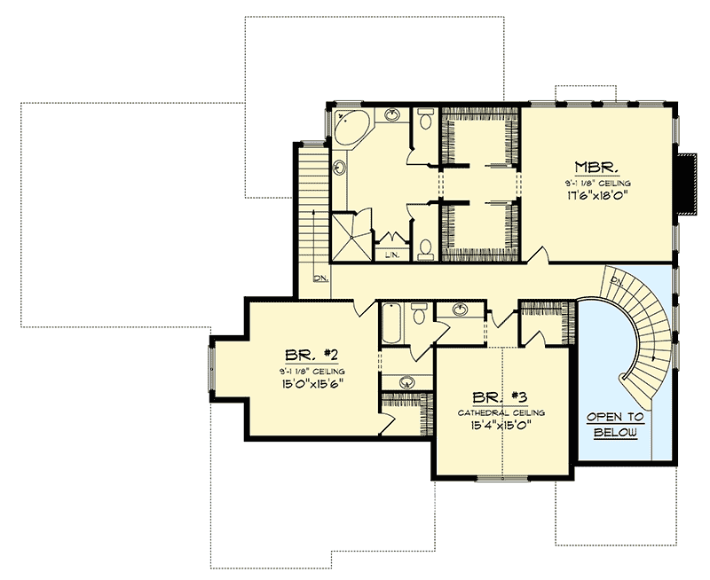 Plan 89893AH: Traditional Design With 4 Car Split Load Garage - Floor Plan - 2nd Floor - Northwest, Traditional