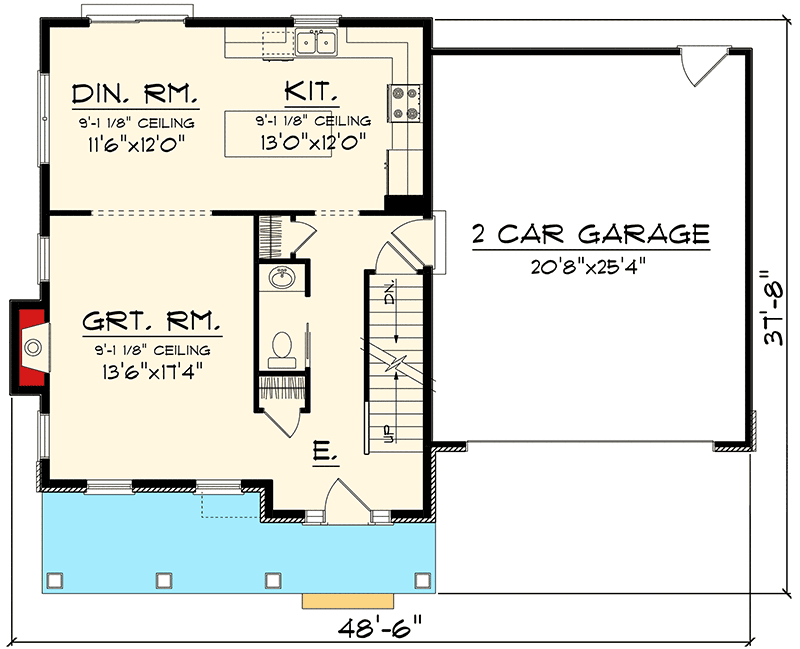 Plan 89906AH: 2 Story Home With Large Front Porch - Floor Plan - Main Level - Country, Traditional
