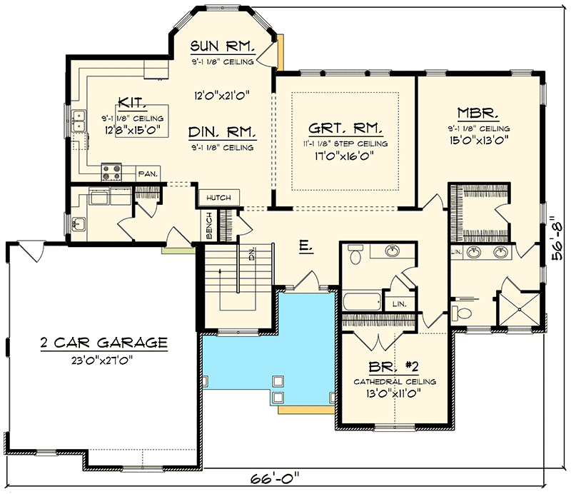 Plan 89912AH: Open Concept Home With Side Load Garage - Floor Plan - Main Level - Northwest, Ranch