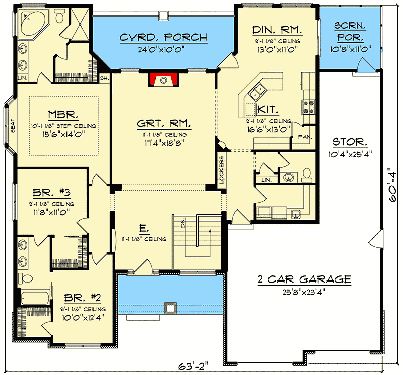Plan 89913AH: Center Entry House Plan with Great Room - Floor Plan - Main Level - Craftsman, Northwest, Ranch