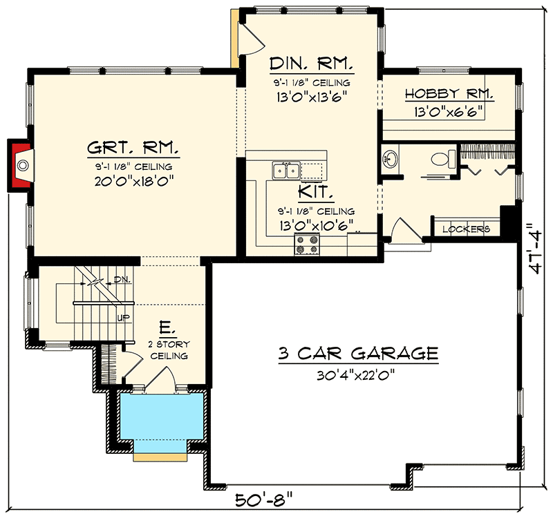 Plan 89917AH: Stone, Stucco and 2-Story Entry - Floor Plan - Main Level - Northwest