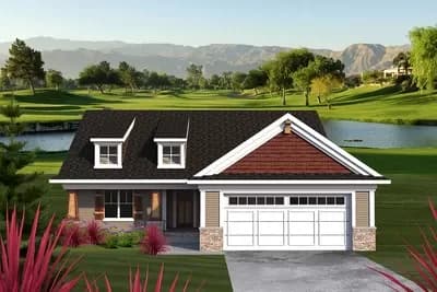 2 Bed Craftsman with Matching Shed Dormers