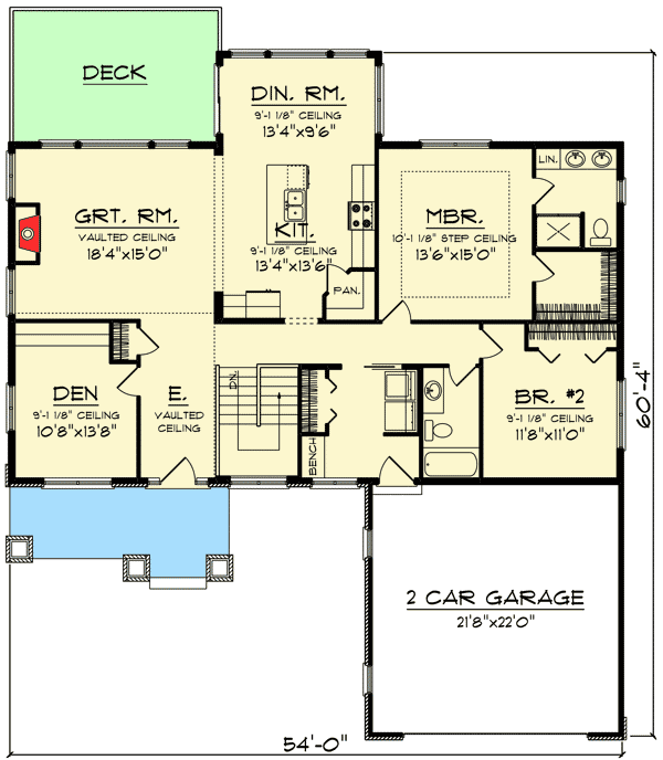 Plan 89954AH: 2 Bed Craftsman Ranch Home Plan - Floor Plan - Main Level - Craftsman, Northwest, Ranch