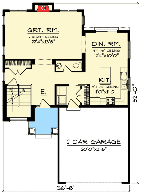 Plan 89956AH: Clipped Gable Craftsman Home Plan - Floor Plan - Main Level - Craftsman, Northwest