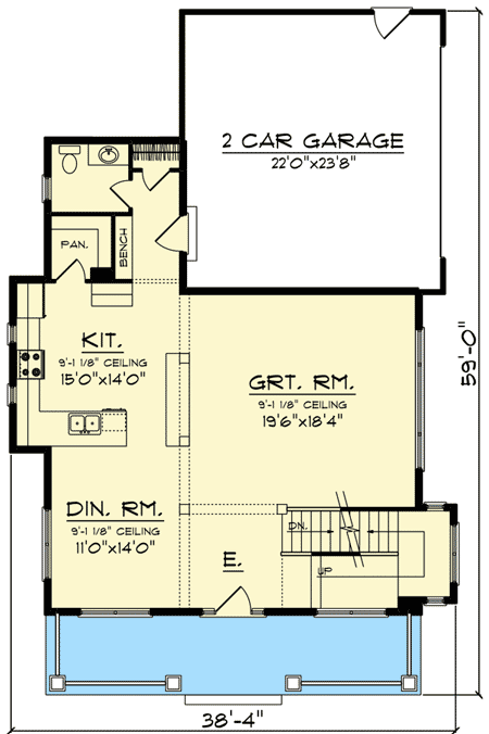 Plan 89964AH: 2-Story Farmhouse with Front Porch - Floor Plan - Main Level - Country, Farmhouse, Northwest