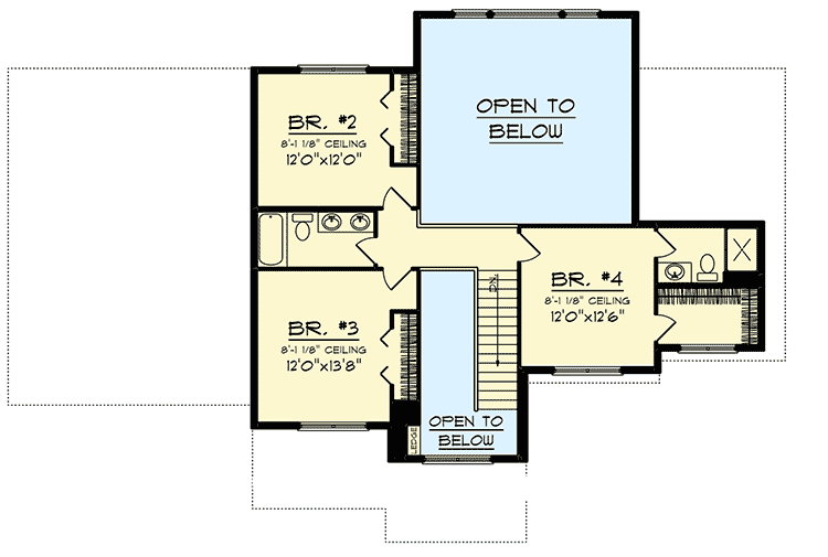 Plan 89993AH: 2 Story Craftsman with 4 Bedrooms - Floor Plan - 2nd Floor - Craftsman, Traditional