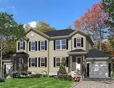 Two-Family House Plan with Matching 1214 Square Foot 3-Bed Units
