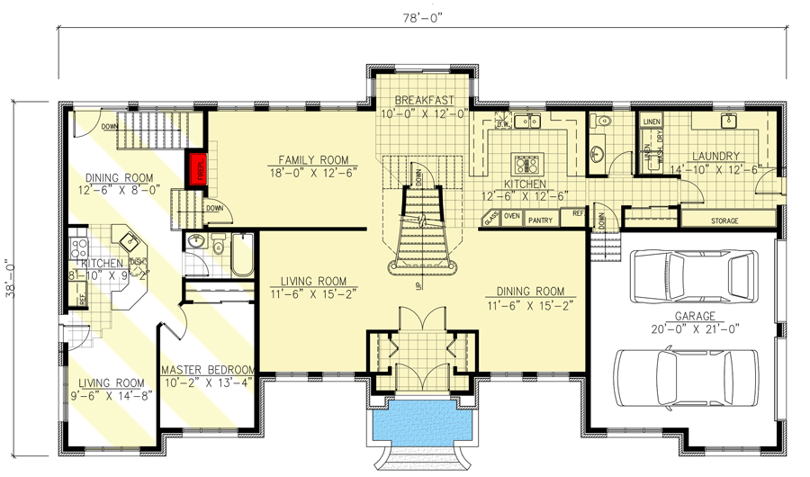 Plan 9009PD: Elegant Traditional Home Plan - 2841 Sq Ft - Floor Plan - Main Level - European, French Country, Traditional