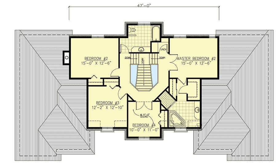 Plan 9009PD: Elegant Traditional Home Plan - 2841 Sq Ft - Floor Plan - 2nd Floor - European, French Country, Traditional