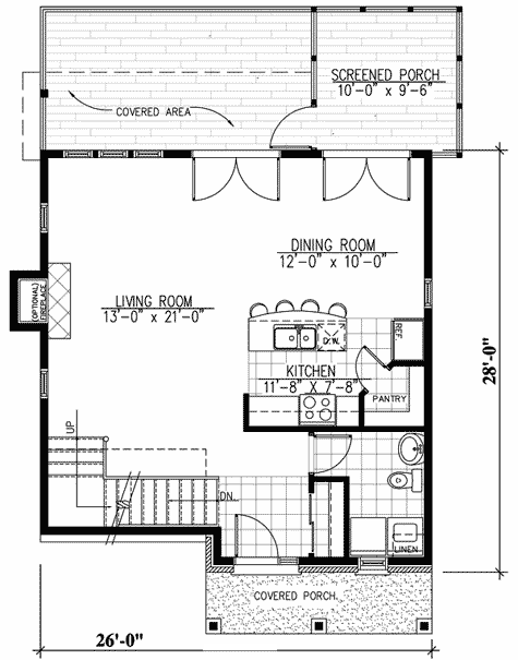 Plan 90133PD: 3-Level Escape - Floor Plan - Main Level - Cottage, Mountain, Vacation