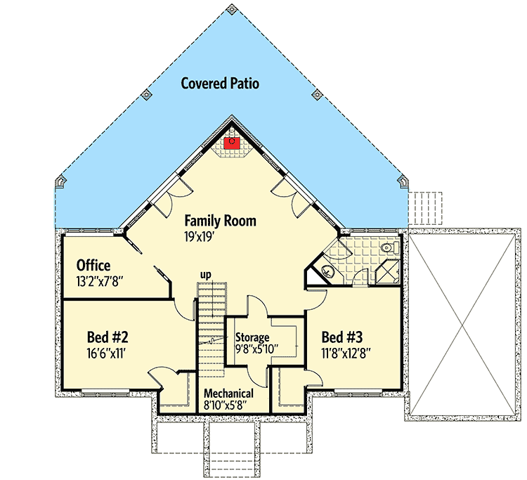 Plan 90139PD: Dramatic Windows for the Sloping Lot - Floor Plan - Lower Level - Contemporary, Mid Century Modern, Modern, Mountain