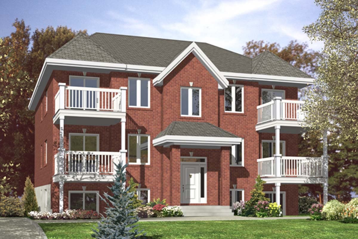 Plan image - 90146PD:Six-Plex Multi-Family Home Plan with 2 Bed 933 Sq Ft Units