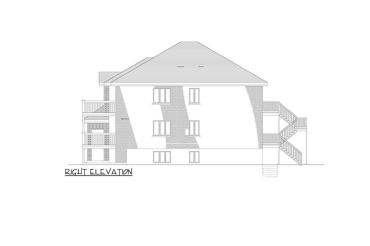 Plan 90146PD: Six-Plex Multi-Family Home Plan with 2 Bed 933 Sq Ft Units - Image #4 - Traditional