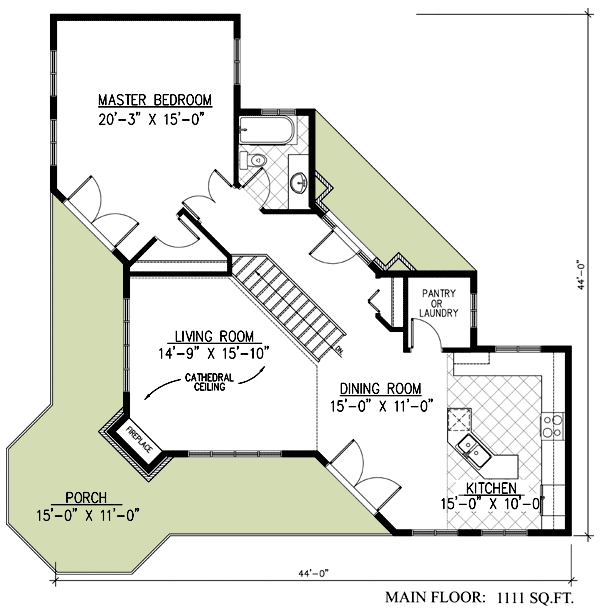 Plan 9016PD: Sweeping Views - Floor Plan - Main Level - Cottage, Mountain, Vacation