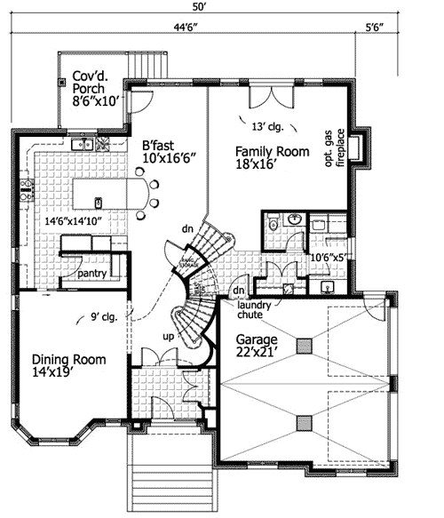 Plan 90176PD: Central Sweeping Stair - Floor Plan - Main Level - European, Traditional