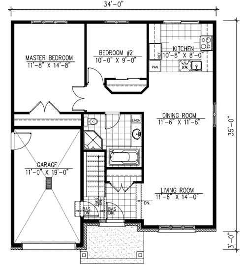 Plan 90201PD: Tiny Escape with Options - Floor Plan - Main Level - Cottage, Mountain, Vacation