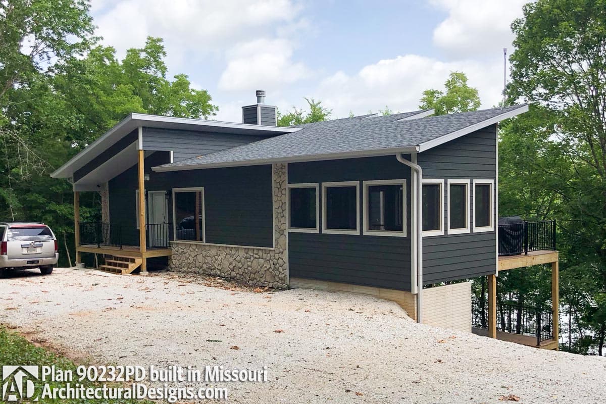 Plan 90232PD: 3-Bed Contemporary House Plan with Walkout Basement & Drive-Under Car Port - Image #5 - Contemporary, Mid Century Modern, Modern