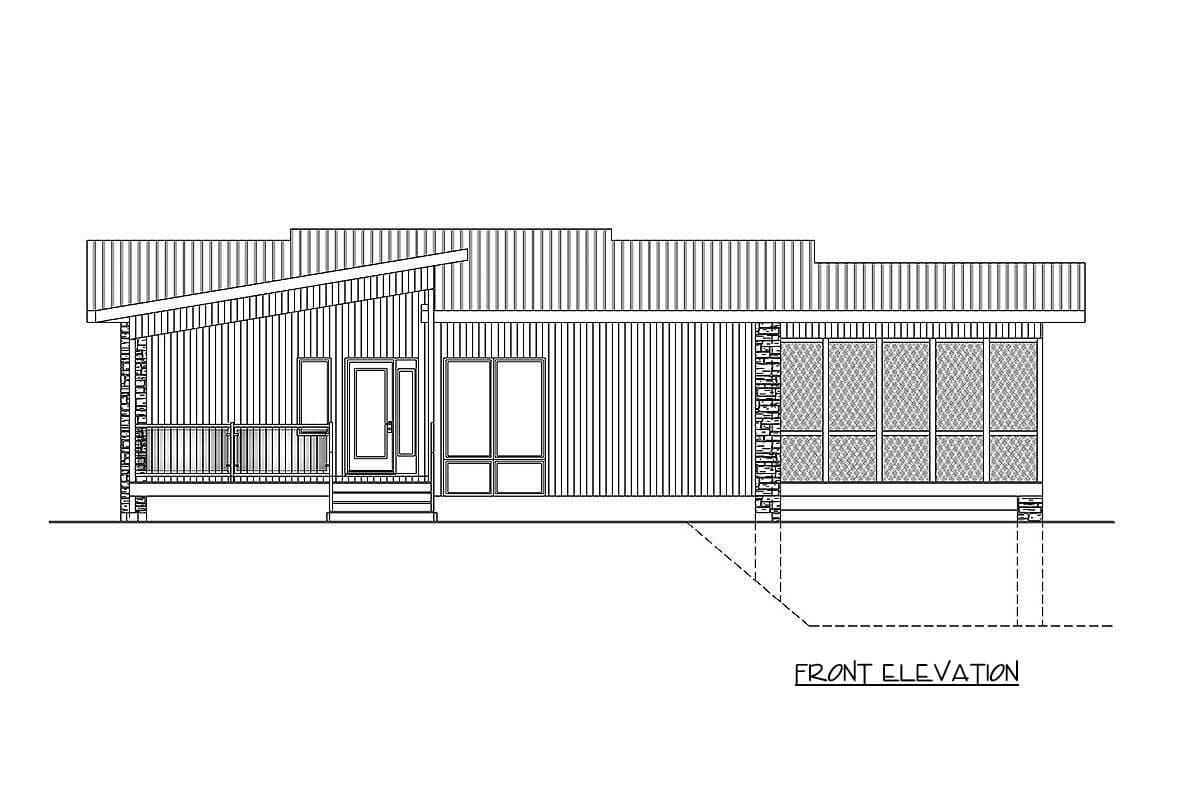 Plan 90232PD: 3-Bed Contemporary House Plan with Walkout Basement & Drive-Under Car Port - Image #11 - Contemporary, Mid Century Modern, Modern
