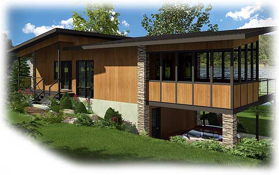 Plan 90232PD: 3-Bed Contemporary House Plan with Walkout Basement & Drive-Under Car Port - Image #10 - Contemporary, Mid Century Modern, Modern