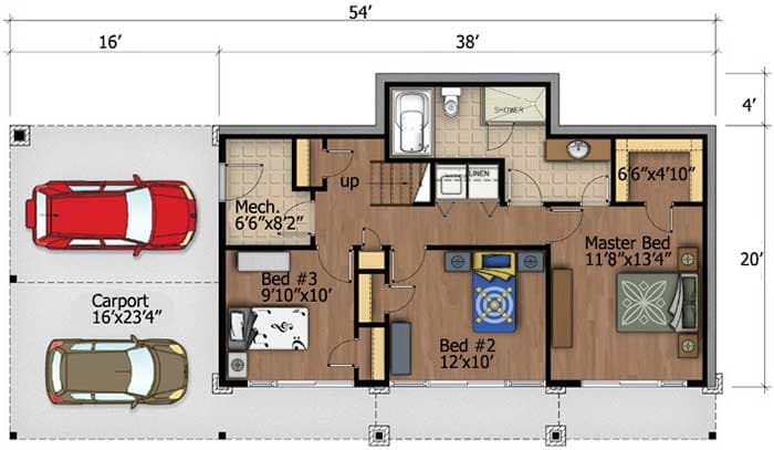 Plan 90241PD: Contemporary Home Plan With All Beds Down - Floor Plan - Lower Level - Contemporary, Mid Century Modern, Modern