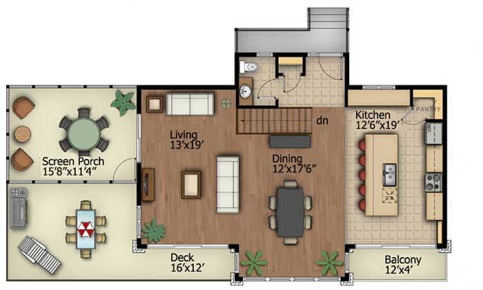Plan 90241PD: Contemporary Home Plan With All Beds Down - Floor Plan - Main Level - Contemporary, Mid Century Modern, Modern