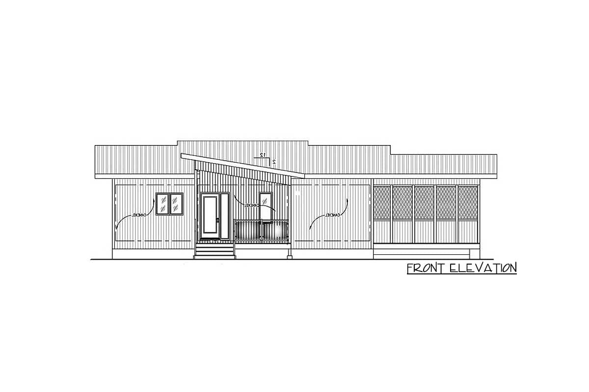 Plan 90241PD: Contemporary Home Plan With All Beds Down - Image #4 - Contemporary, Mid Century Modern, Modern