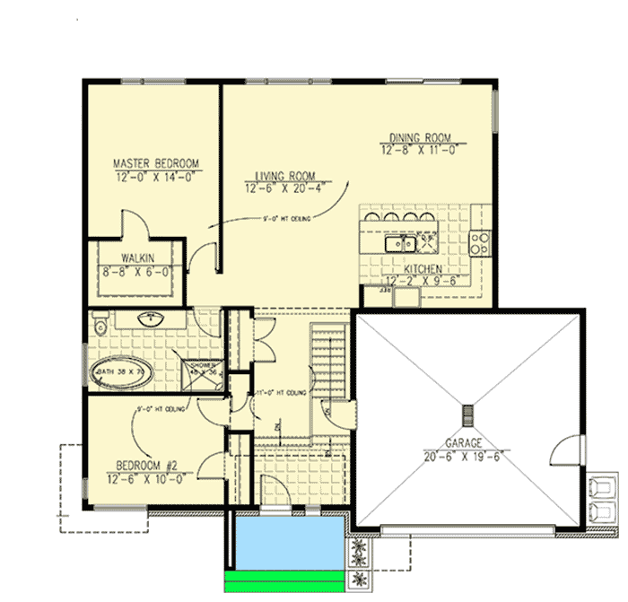 Plan 90261PD: Split-Level Home with Open Layout - Floor Plan - Main Level - Contemporary, Mid Century Modern, Modern