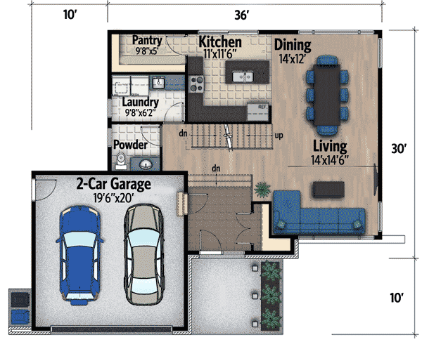 Plan 90263PD: Two Story Modern House Plan - Floor Plan - Main Level - Contemporary, Modern