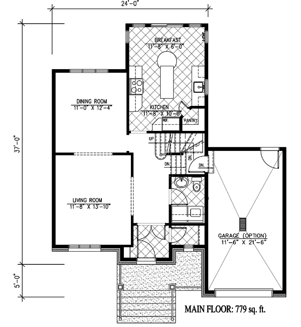 Plan 9069PD: Narrow European House Plan - Floor Plan - Main Level - European