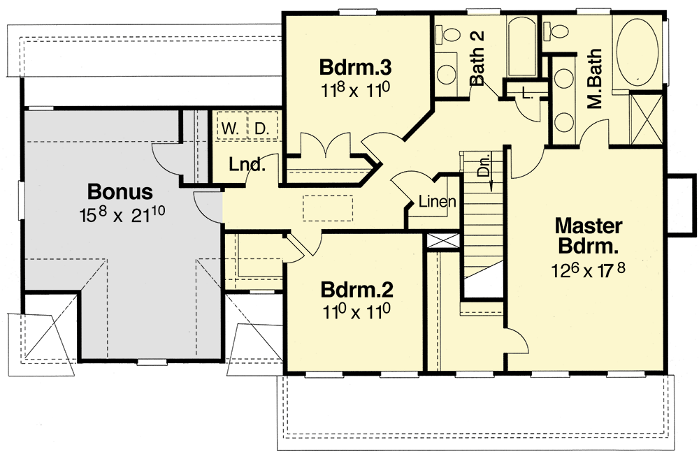 Plan 92008VS: Colonial Inspired House Plan with 3 Beds Under 1900 Square Feet - Floor Plan - 2nd Floor - Colonial, Traditional