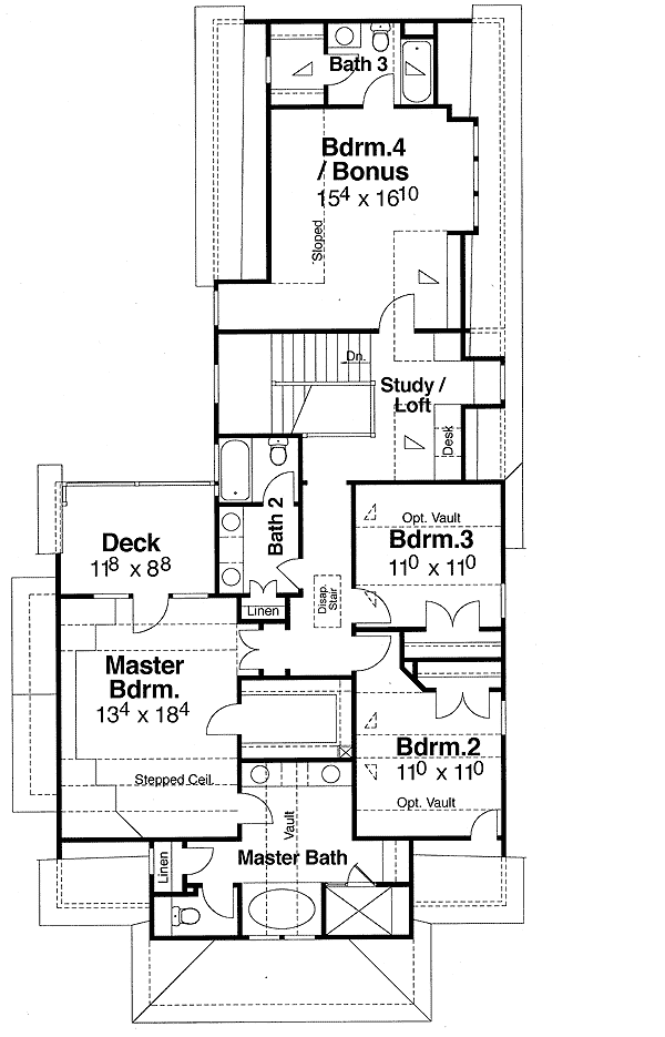 Plan 92013VS: Comfortable Family Living - Floor Plan - 2nd Floor - Cottage, Craftsman, Traditional
