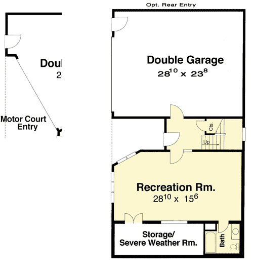 Plan 92016VS: Bungalow with Drive Under Garage - Floor Plan - Basement - Bungalow, Cottage, Craftsman, Traditional