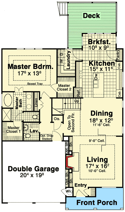 Plan 92085VS: Three (or Four) Bedroom Craftsman - Floor Plan - Main Level - Craftsman, Northwest