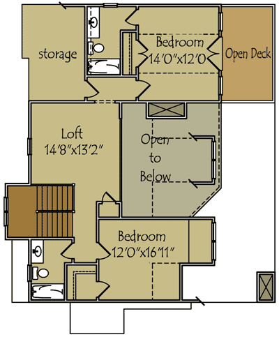 Plan 92302MX: Rustic Mountain Cottage House Plan - 1946 Sq Ft - Floor Plan - Second Level - Cottage, Craftsman, Mountain, Rustic