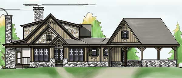 Plan 92303MX: Rustic Mountain Cottage with Angled Carport - 2407 Sq Ft - Image #4 - Cottage, Craftsman, Mountain, Rustic