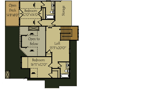 Plan 92303MX: Rustic Mountain Cottage with Angled Carport - 2407 Sq Ft - Floor Plan - 2nd Floor - Cottage, Craftsman, Mountain, Rustic