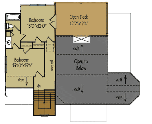 Plan 92305MX: Mountain Home with Vaulted Ceilings - 1613 Sq Ft - Floor Plan - 2nd Floor - Cottage, Country, Craftsman, Mountain, Rustic, Vacation