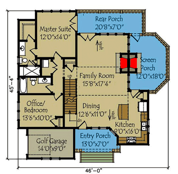Plan 92306MX: Mountain (or Lake) House Plan with Two Flex Rooms - 1719 Sq Ft - Floor Plan - Main Level - Cottage, Country, Craftsman, Mountain, Rustic