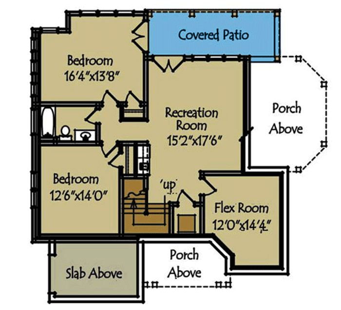 Plan 92306MX: Mountain (or Lake) House Plan with Two Flex Rooms - 1719 Sq Ft - Floor Plan - Lower Level - Cottage, Country, Craftsman, Mountain, Rustic
