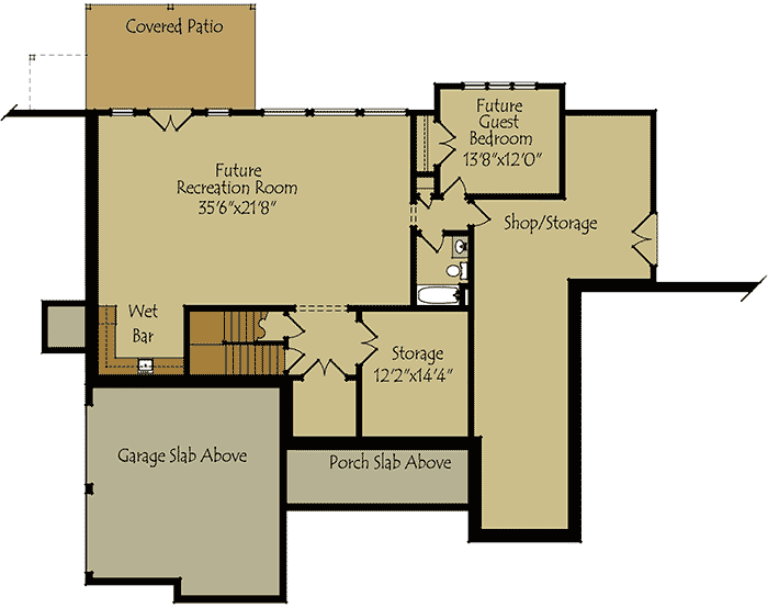 Plan 92314MX: One Story Craftsman-Style House Plan with Lower Level Expansion - 2333 Sq Ft - Floor Plan - Optional Lower Level - Craftsman, Traditional