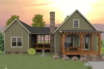 3 Bedroom Dogtrot House Plan - 1112 Sq Ft