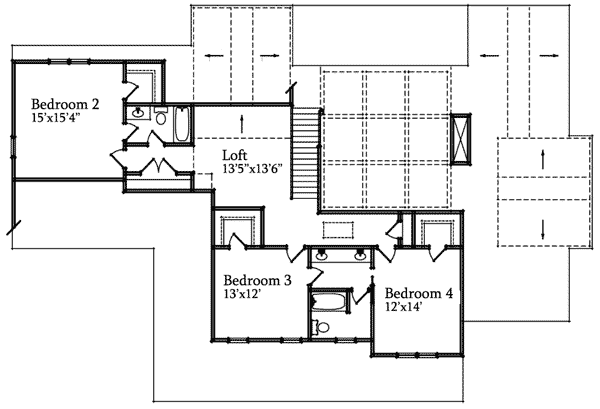 Plan 92321MX: Vaulted Ceilings Abound - Floor Plan - 2nd Floor - Country, Traditional